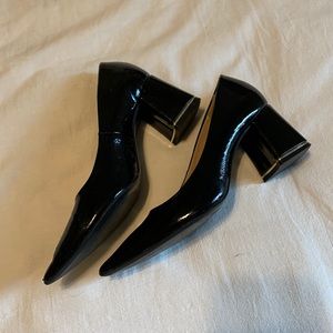 Zara black block heel pumps